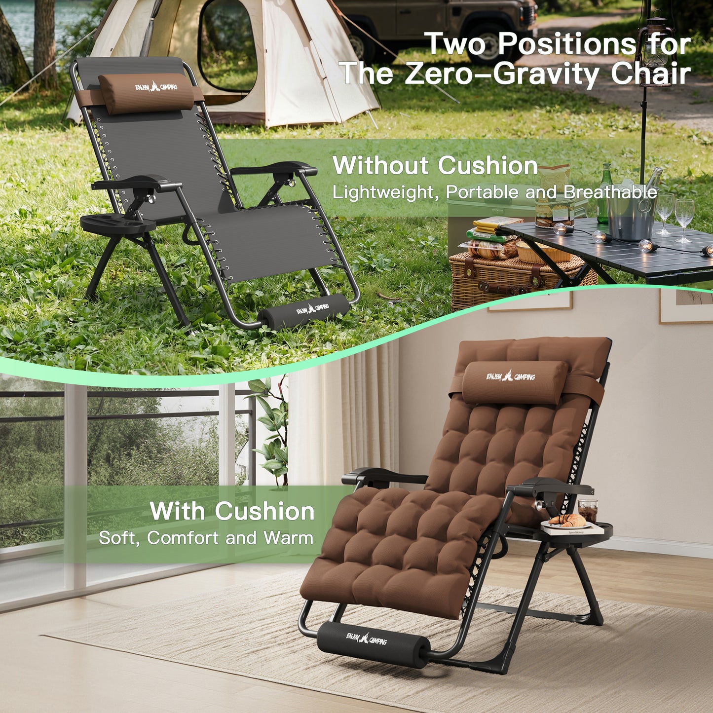 Amopatio Oversized Zero Gravity Chair, 29''W Reclining Camping Lounge Chair Upgraded Lock and Footrest, Cup Holder, Removable Cushion & Headrest Folding Patio Recliner