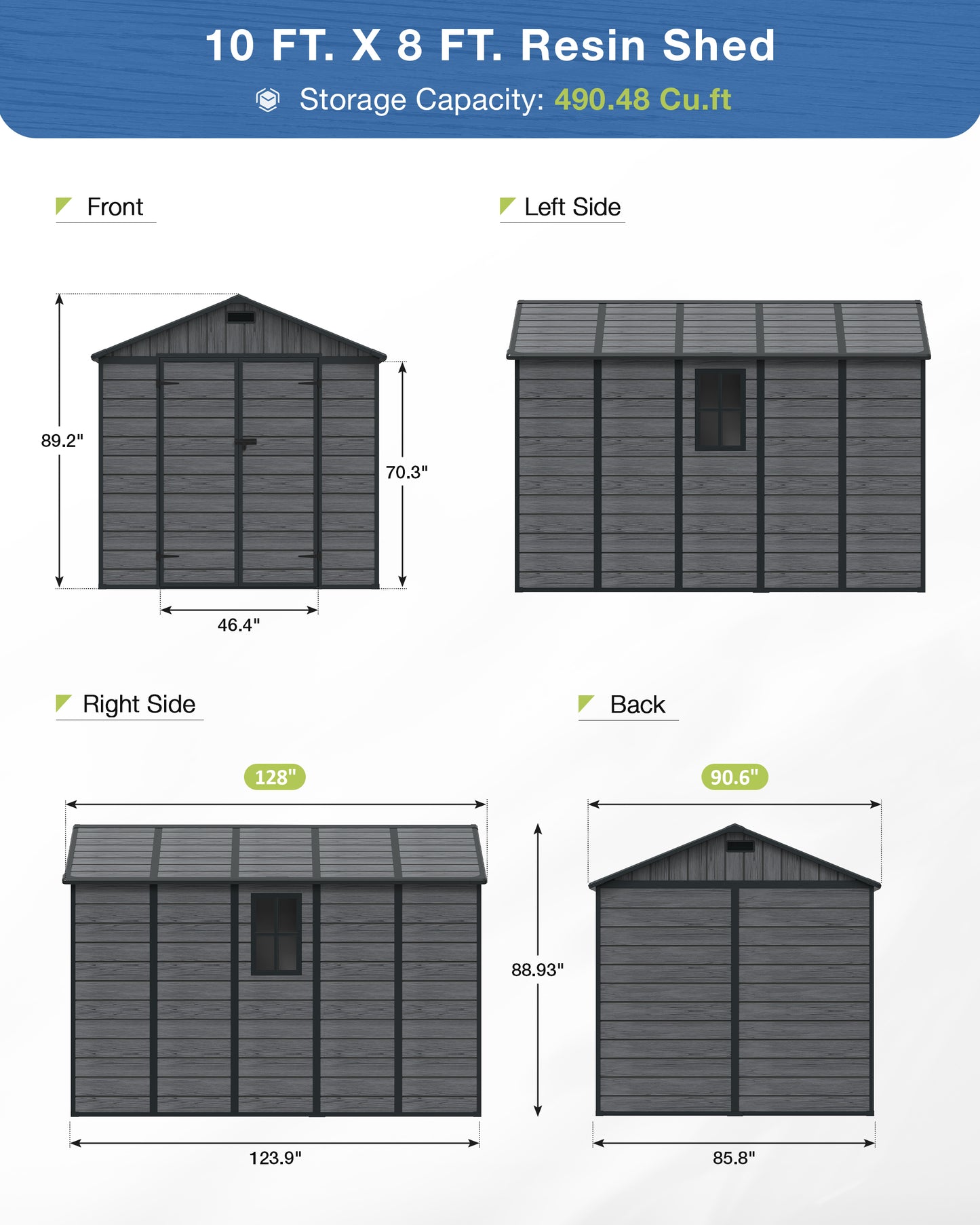 Amopatio Resin Outdoor Storage Shed 8x10FT