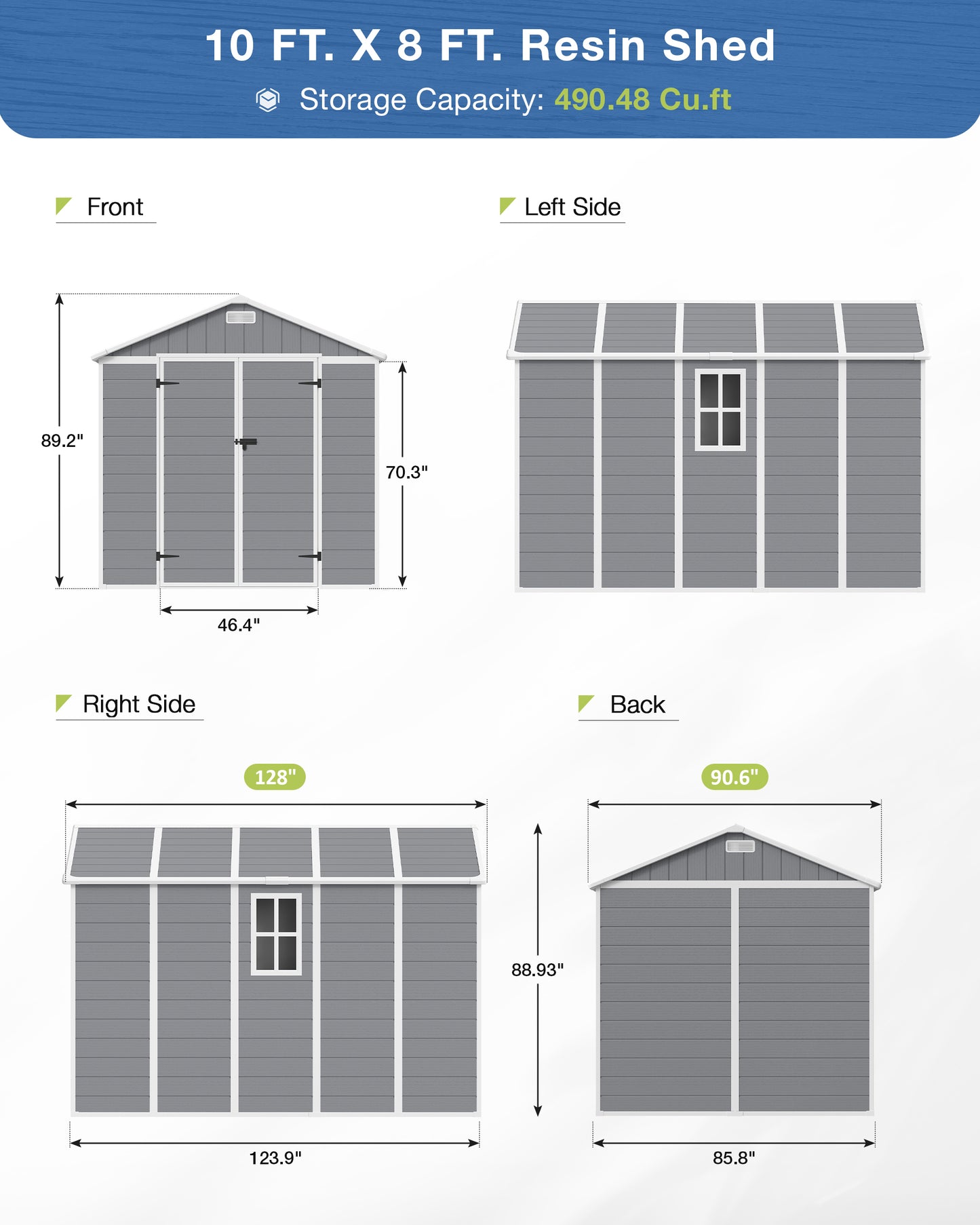 Amopatio Resin Outdoor Storage Shed 8x10FT