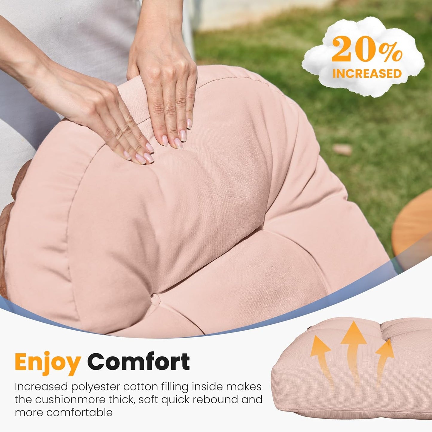 Amopatio Adirondack Chair Cushions 4" Thick Set [2-Pack] - Outdoor Cushions for Patio Furniture, Contoured Design with Anti-Slip Straps & Water-Resistant Fabric for Adirondack Chairs, Khaki