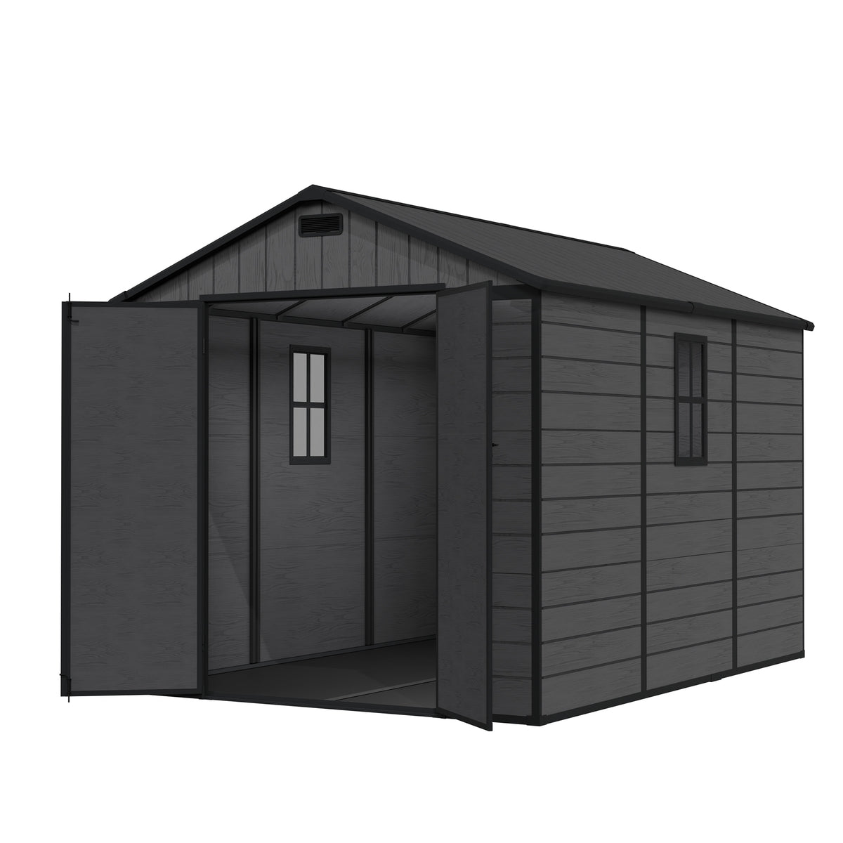 Amopatio 8X10 FT Outdoor Resin Storage Shed, Dark Grey
