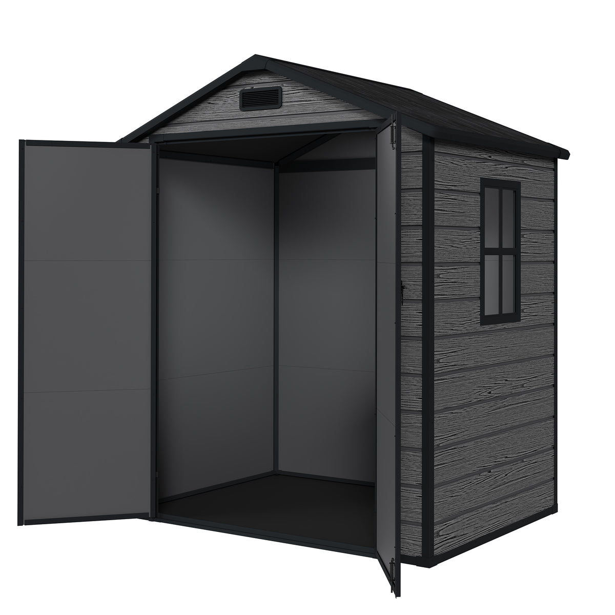 Amopatio 6x4 FT Outdoor Storage Shed with Floor, Dark Grey