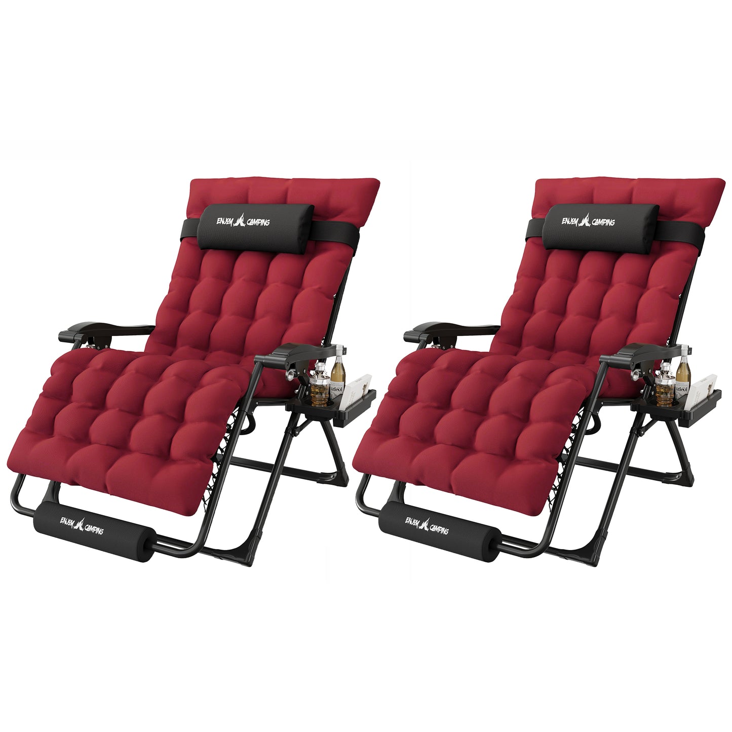 Amopatio Oversized Zero Gravity Chair, 33''W Reclining Camping Lounge Chair Upgraded Lock and Footrest, Cup Holder, Removable Cushion & Headrest Folding Patio Recliner