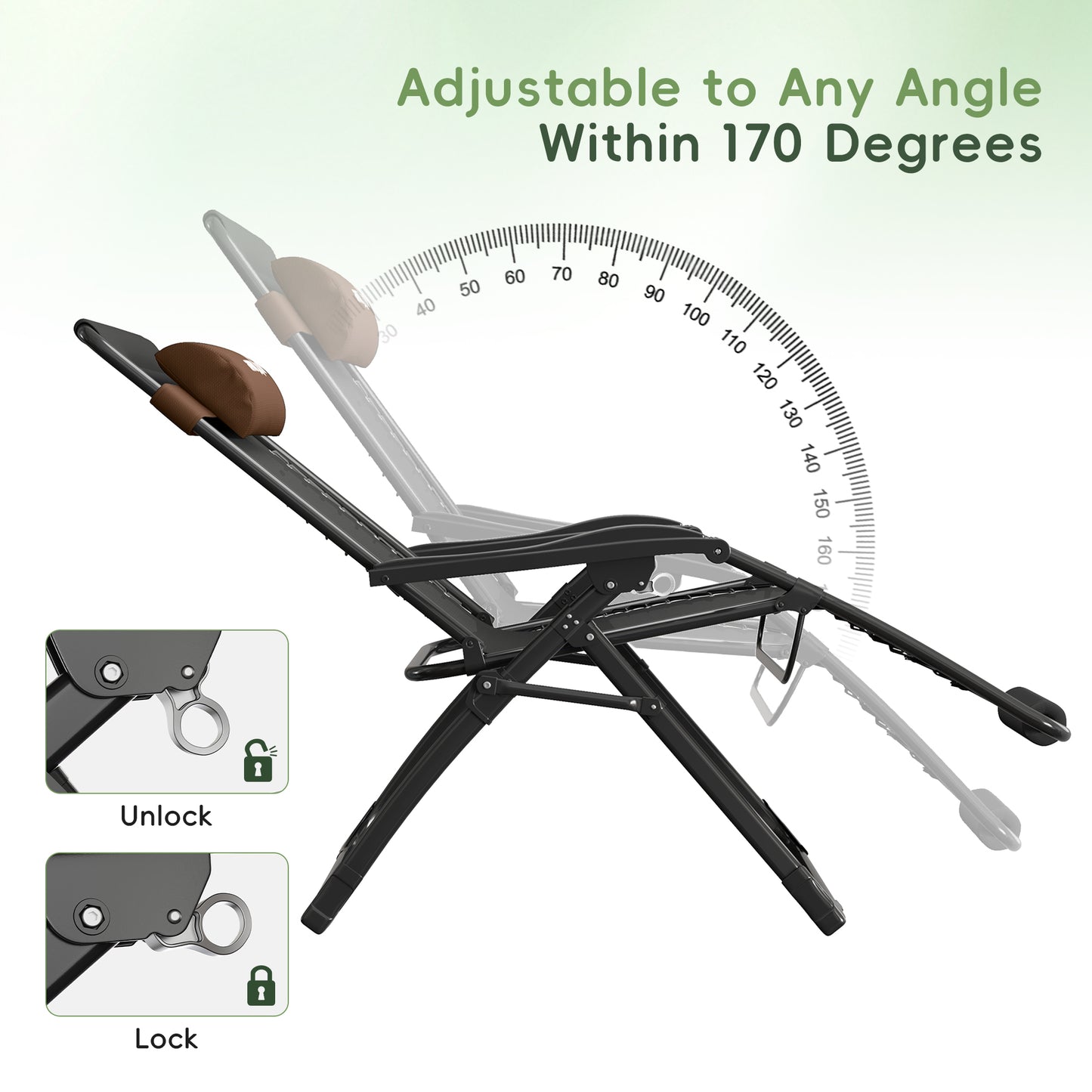 Amopatio Oversized Zero Gravity Chair, 29''W Reclining Camping Lounge Chair Upgraded Lock and Footrest, Cup Holder, Removable Cushion & Headrest Folding Patio Recliner