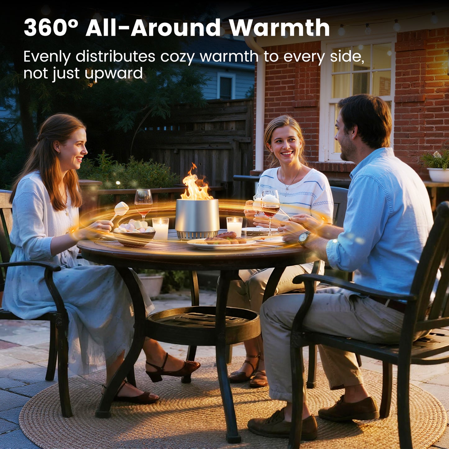 Amopatio Tabletop Fire Pit with Stand, Removable Ash Pan, 8.5'' Smokeless Portable Stainless Steel Wood Burning Outdoor Firepit with Carry Bag for Camping Patio & Backyard