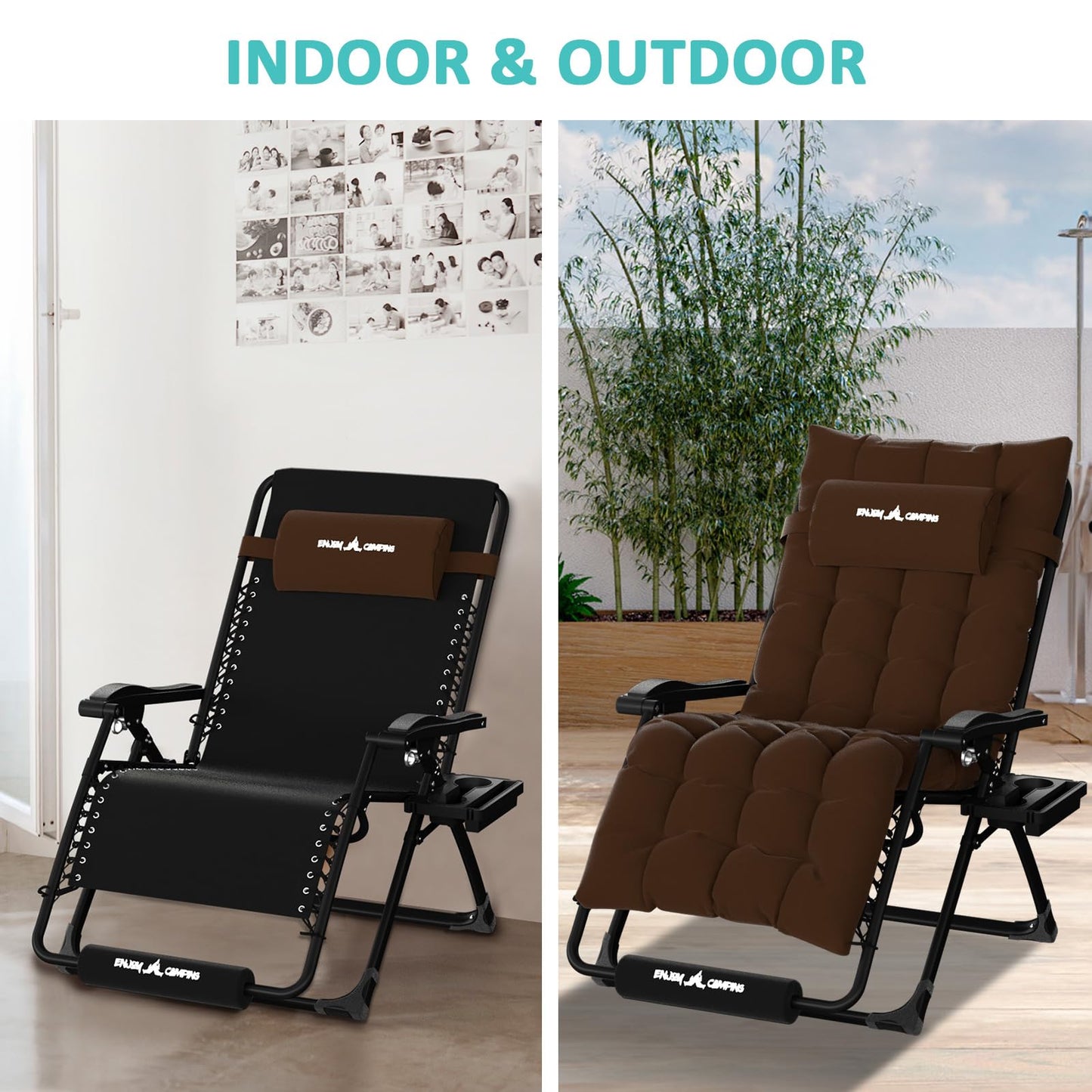 Amopatio Zero Gravity Chair, XL Outdoor Lounge Chairs with Cushion for Camping, Folding Reclining Patio Chairs for Outside Deck, Yard, Porch, Pool
