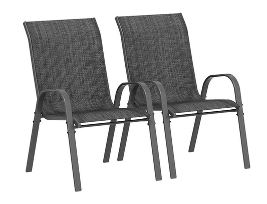 ELPOSUN Patio Chairs Set of 2, Outdoor Stackable Dining Chairs for All Weather, Breathable Garden Outdoor Furniture for Backyard Deck,Grey & White
