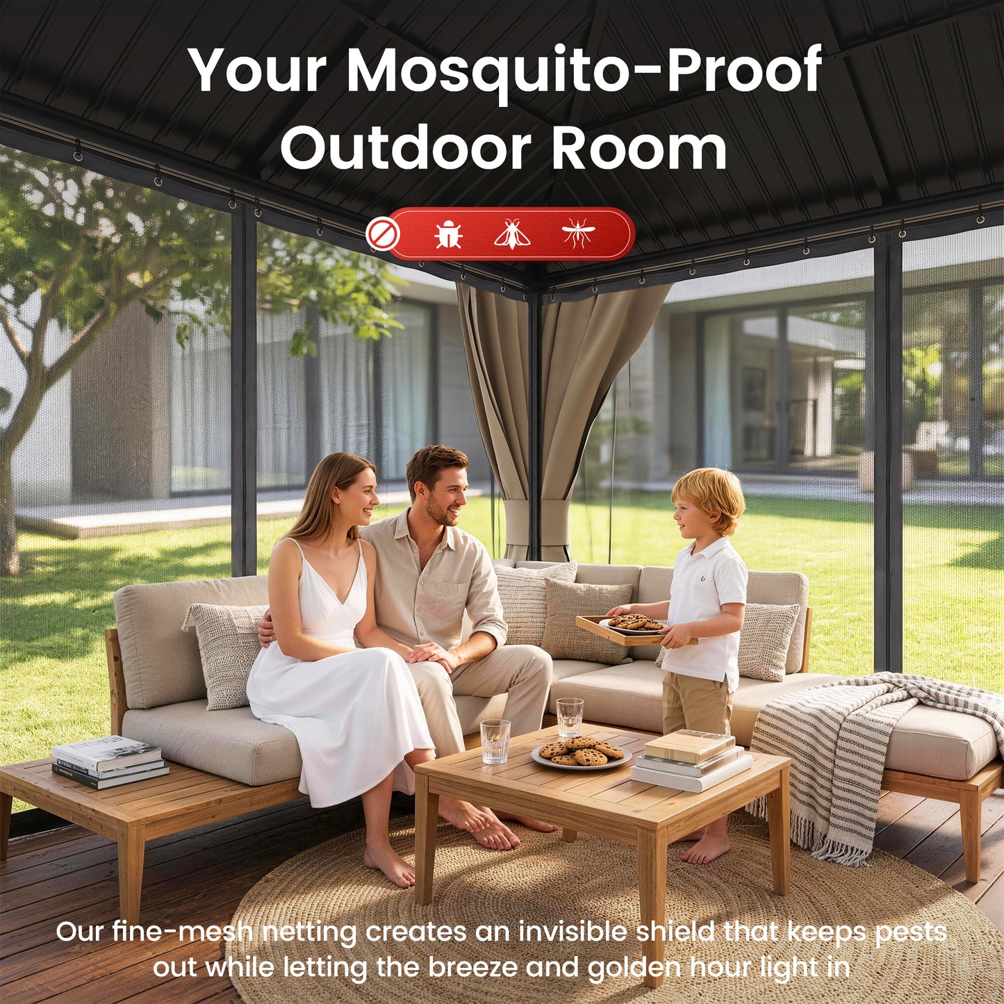 Amopatio 12x20FT Hardtop Gazebo, Metal Galvanized Steel Double Roof, Beige