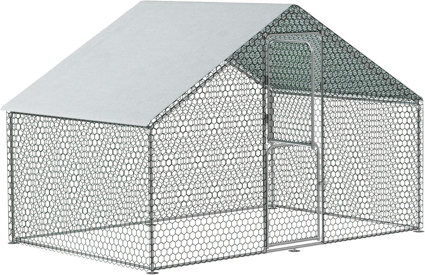 Large Chicken Coop Heavy Duty Walk-in Chicken Run Poultry Cage with Wire Mesh & Weatherproof PE Cover, Chicken Hen for Rabbits Duck(6.5x10x6.5 FT)