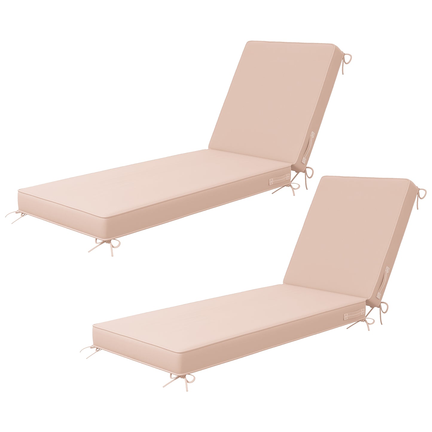 Amopatio 2 Pack Outdoor Chaise Lounge Cushions, Patio Furniture Cushions Non-Slip with Waterproof and Fade Resistant Cover, Removable Pool Lounge Chair Cushion for Poolside,Deck,Backyard,71.6x21x4 Inch,Khaki
