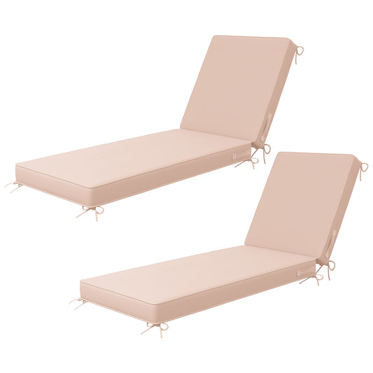 Amopatio 2 Pack Outdoor Chaise Lounge Cushions, Patio Furniture Cushions Non-Slip with Waterproof and Fade Resistant Cover, Removable Pool Lounge Chair Cushion for Poolside,Deck,Backyard,71.6x21x4 Inch,Khaki