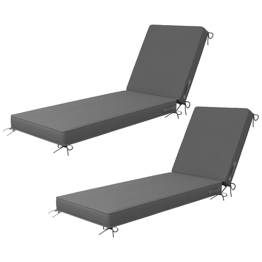 Amopatio 2 Pack Outdoor Chaise Lounge Cushions, Patio Furniture Cushions Non-Slip with Waterproof and Fade Resistant Cover, Removable Pool Lounge Chair Cushion for Poolside,Deck,Backyard,71.6x21x4 Inch,Gray