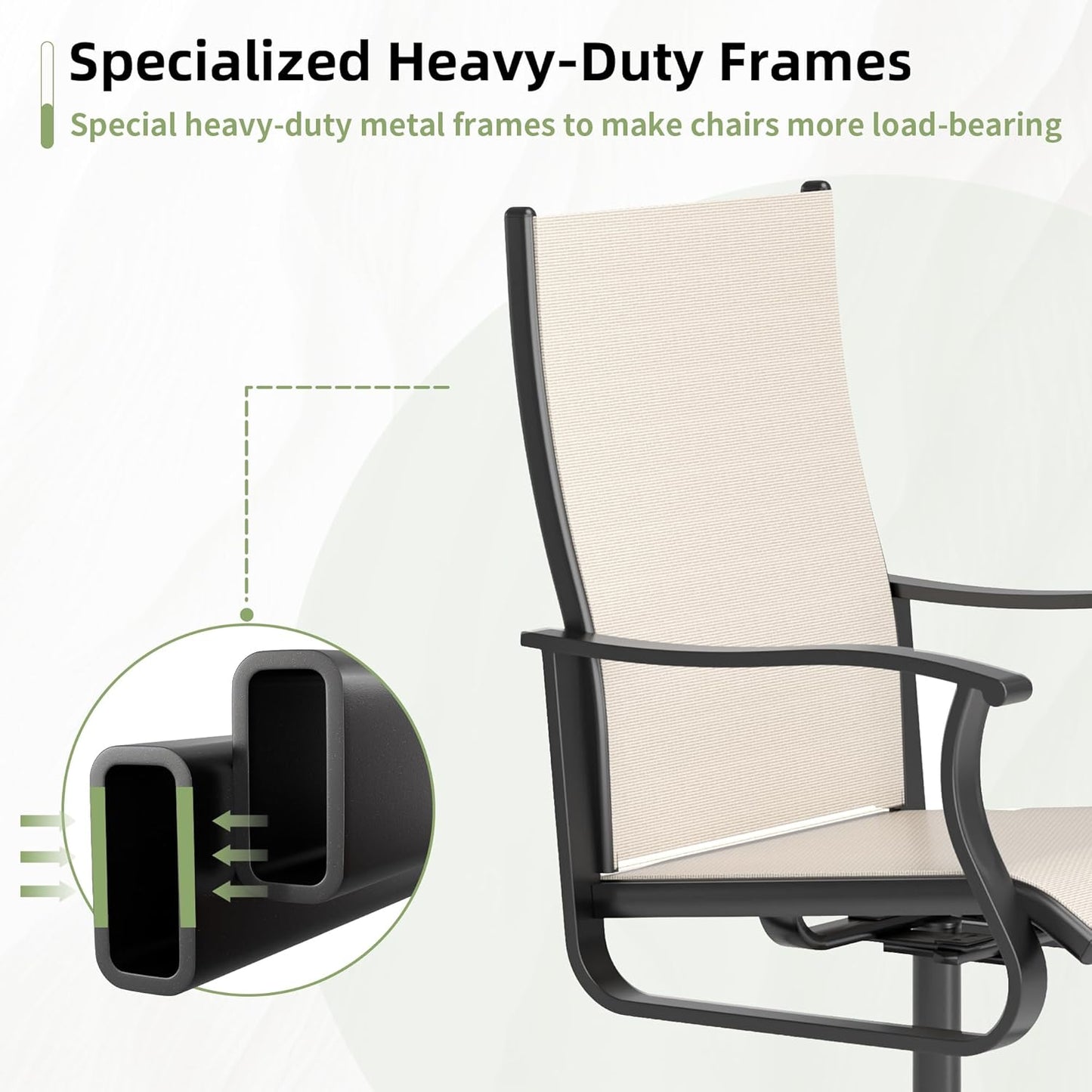 Amopatio Outdoor Patio Swivel Dining Chairs Set of 2, 360° Swivel Outdoor Chairs, All Weather Outdoor Swivel Chairs with Textilene Mesh and Rust-Proof Steel Frame, for Backyard, Garden & Porch, Beige