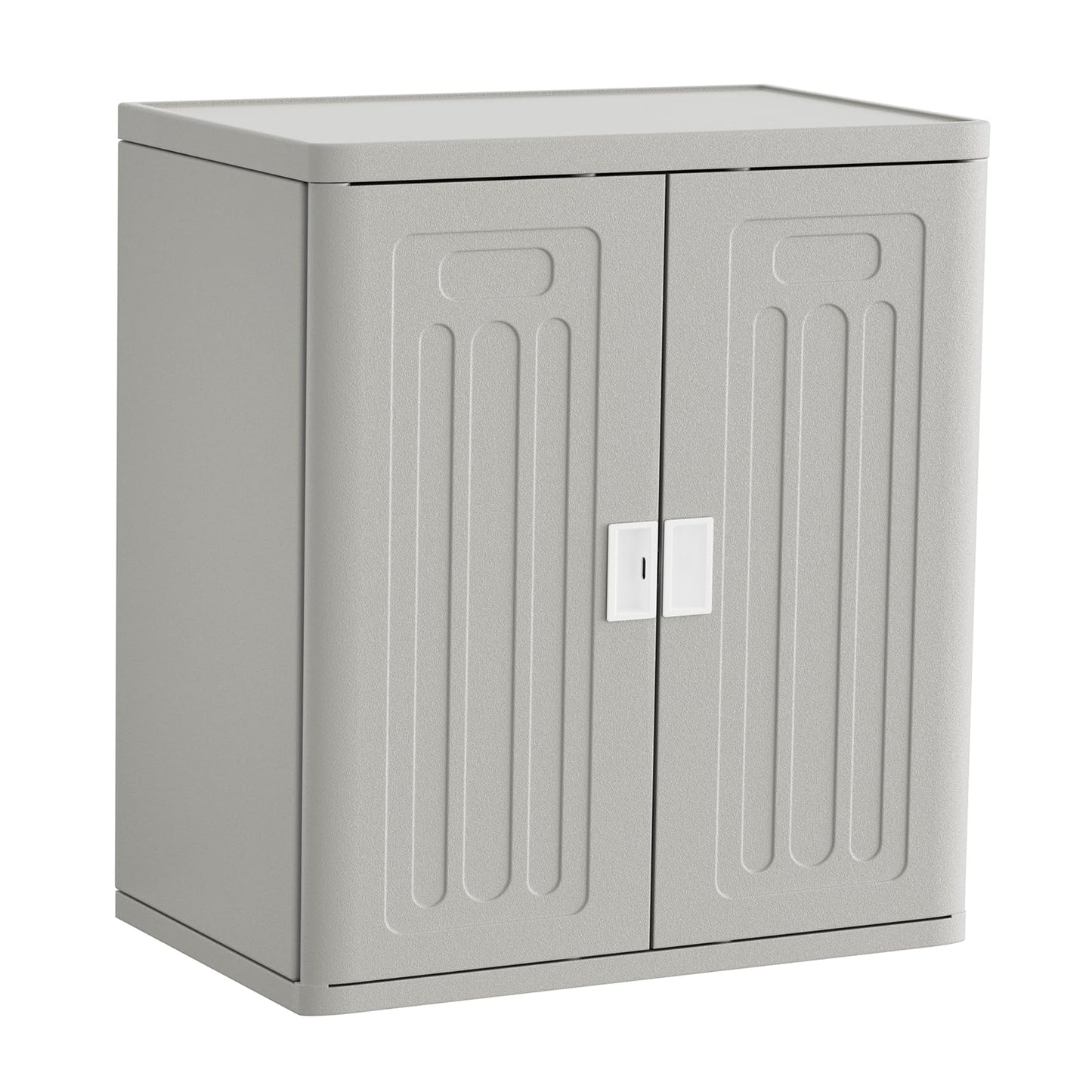 Amopatio Outdoor Storage Cabinet with 2 Shelves, Resin Storage Cabinet Waterproof Plastic Storage Shed - Outdoor Patio Tools, 19.7" D x 29.5" W x35.4 H, Gray