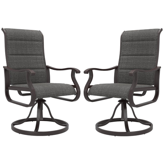 Amopatio Padded Patio Swivel Chairs Set of 2, Outdoor Dining Chairs with Ultra Soft Textilene High Back Seat & Metal Rocker Frame, for Backyard Deck Lawn (Dark Grey)