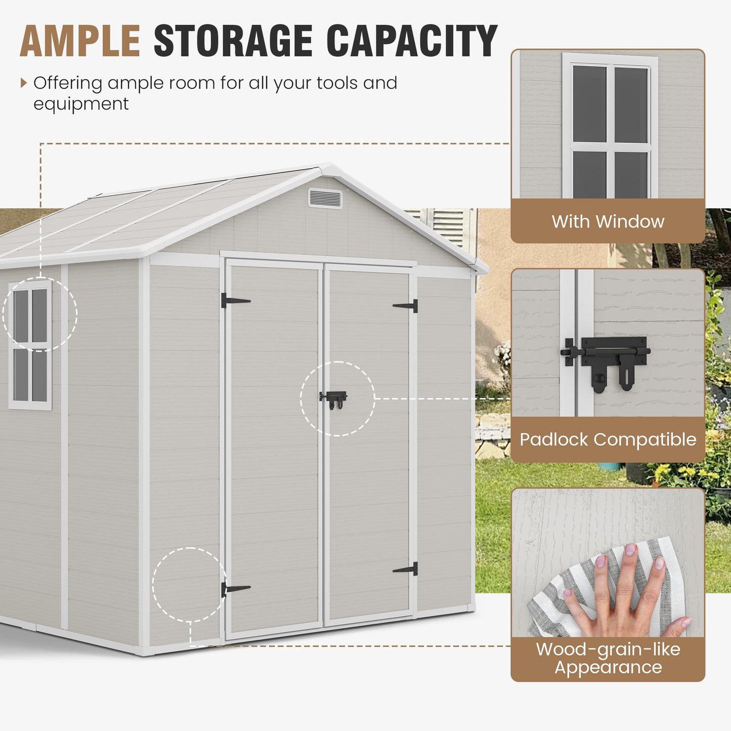 Amopatio Resin Outdoor Storage Shed 6x8FT