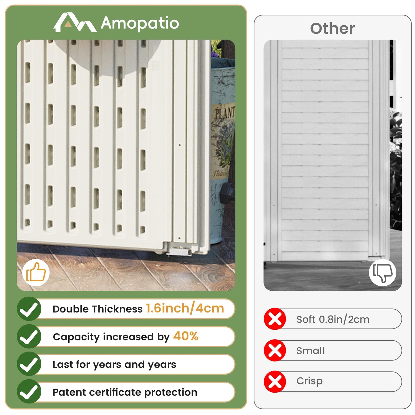 Amopatio 67 Cu Ft Premium Vertical Storage Shed, 4x6.5 FT Outdoor Resin Shed with Floor, Waterproof Weather Resistance Plastic Cabinet, Lockable Doors for Patio, Garden Tools, Lawn, Grey & White