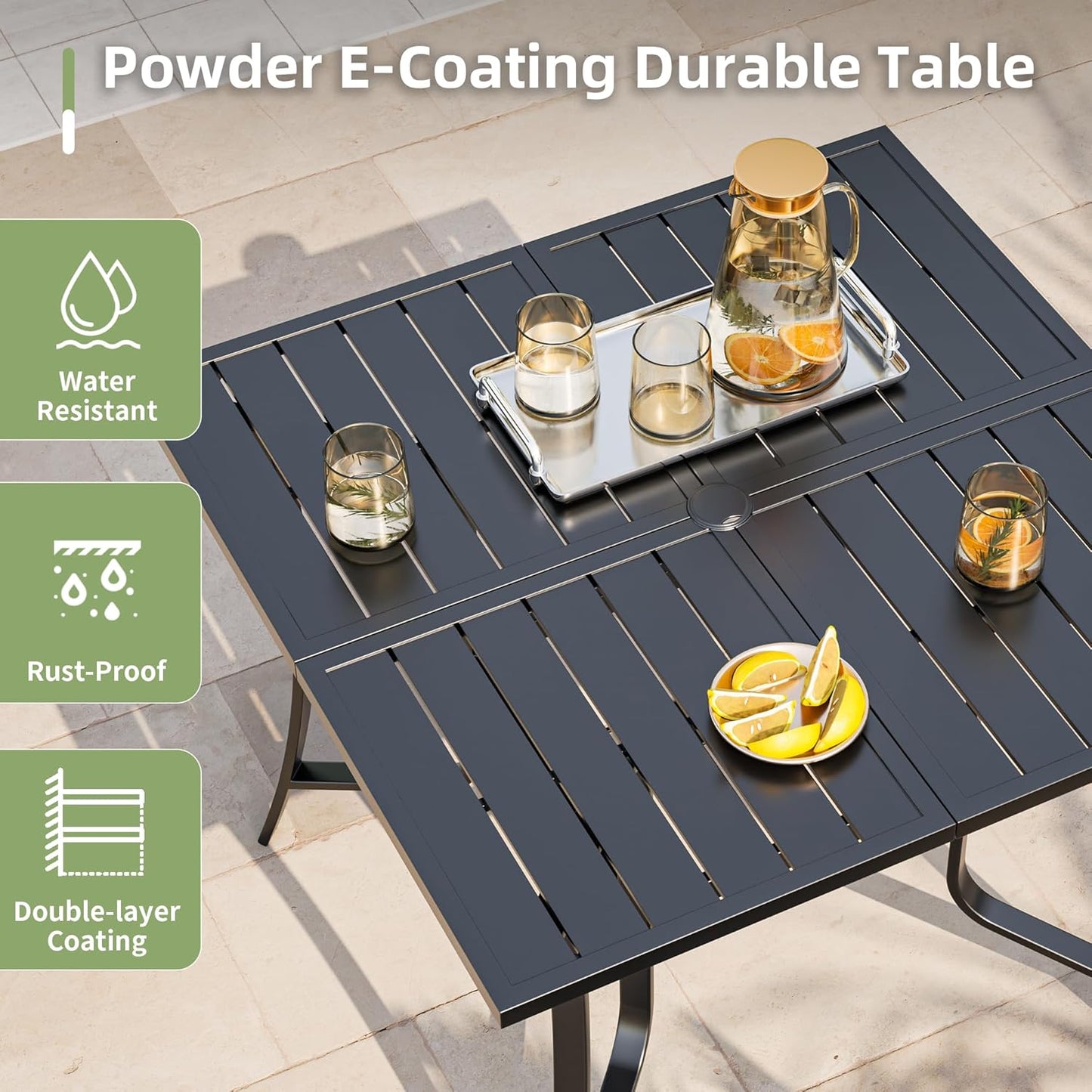 Amopatio 5 Pieces Patio Dining Set for 4, Outdoor Table and Chairs, 4 All Weather Padded Swivel Patio Chairs, 36" Patio Spliced Square Table with Umbrella Hole, for Backyard & Poolside, Dark Gray