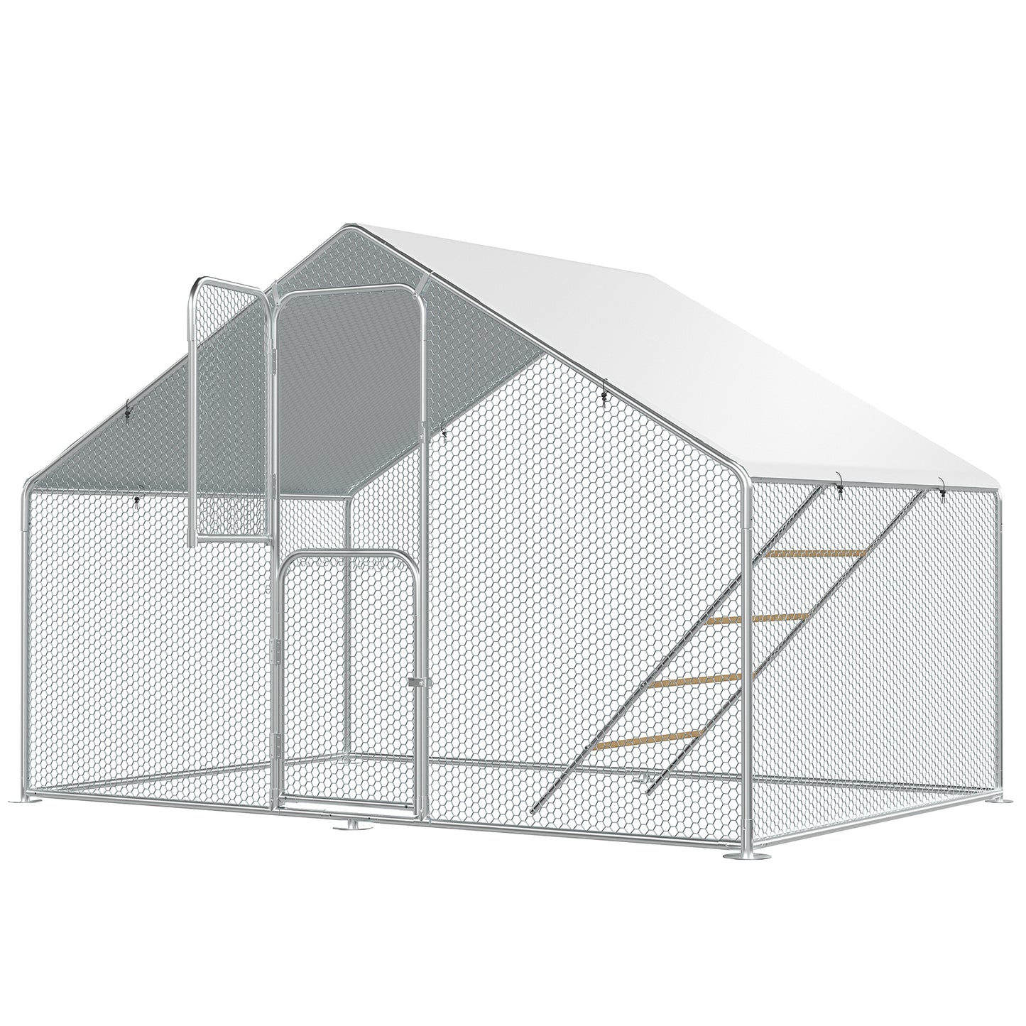 Large Chicken Coop with Thick Steel Pipe  Mesh Chickens Run Include Chicken Roosting Perch for Outdoor 10*6.5*6.5 ft Hen House with Security Lock for Farm, Yard,Backyard