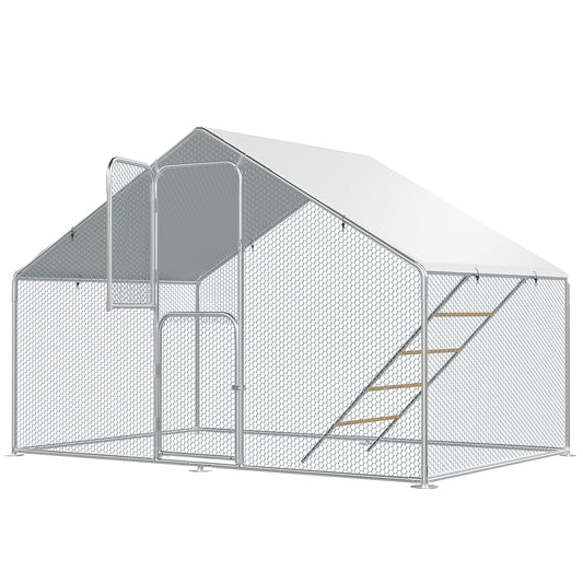 Large Chicken Coop with Thick Steel Pipe  Mesh Chickens Run Include Chicken Roosting Perch for Outdoor 10*6.5*6.5 ft Hen House with Security Lock for Farm, Yard,Backyard