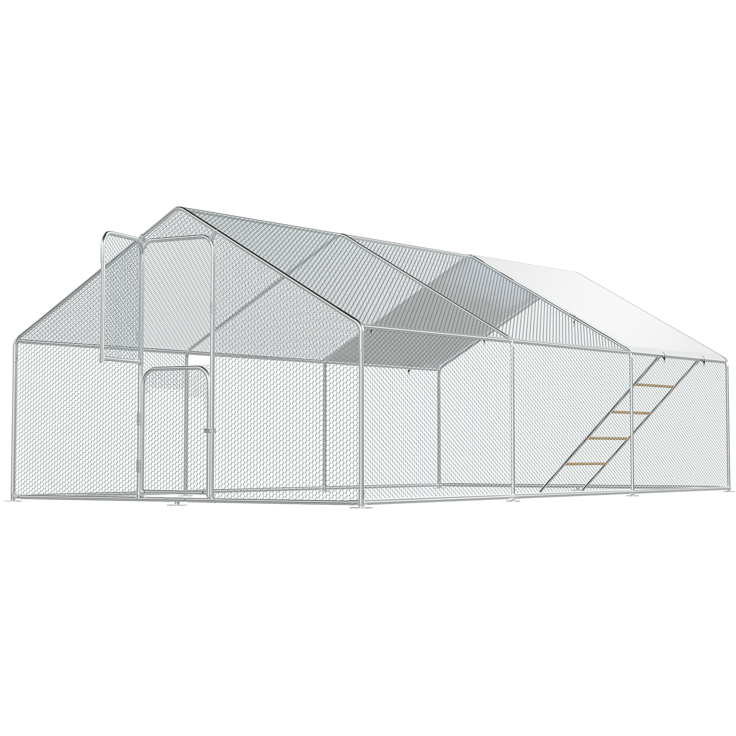 Large Chicken Coop with Thick Steel Pipe  Mesh Chickens Run Include Chicken Roosting Perch for Outdoor 18.5x9.8x6 ft Hen House with Security Lock for Farm, Yard,Backyard