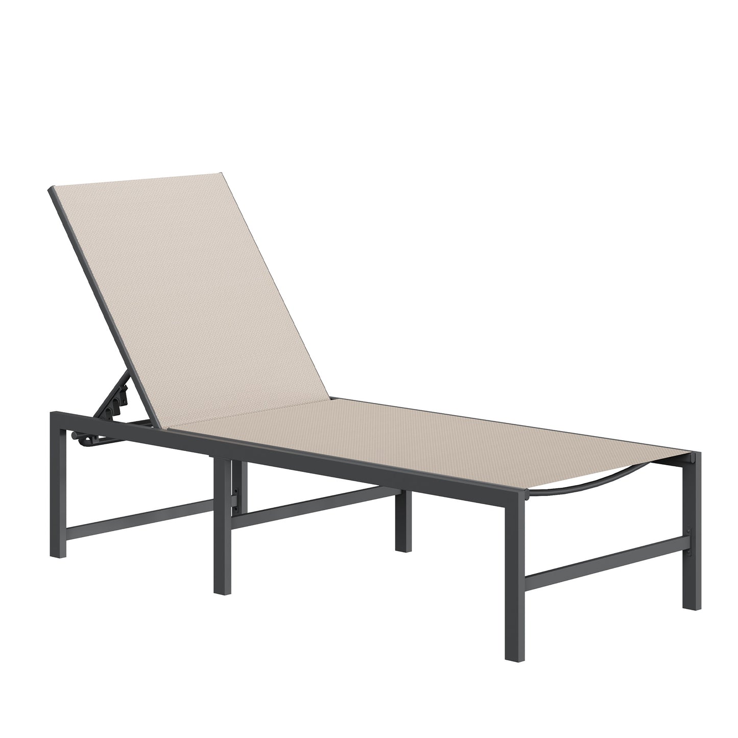 Amopatio Outdoor Patio Lounge Chair, Adjustable Heavy-Duty Chaise Lounge for Poolside, Weather Resistant Pool Lounge Furniture Set with Table for Backyard Beach, 400 LBS Capacity(Khaki)