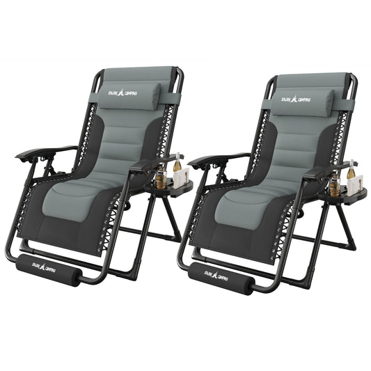 Amopatio Zero Gravity Reclining Patio Chairs Set of 2,XL Foldable Lounge Chair with Removable Cup Holder/Headrest/Footrest,500LBS Capacity, Portable for Outdoor Patio Pool Backyard