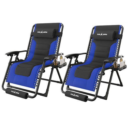 Amopatio Zero Gravity Reclining Patio Chairs Set of 2,XL Foldable Lounge Chair with Removable Cup Holder/Headrest/Footrest,500LBS Capacity, Portable for Outdoor Patio Pool Backyard