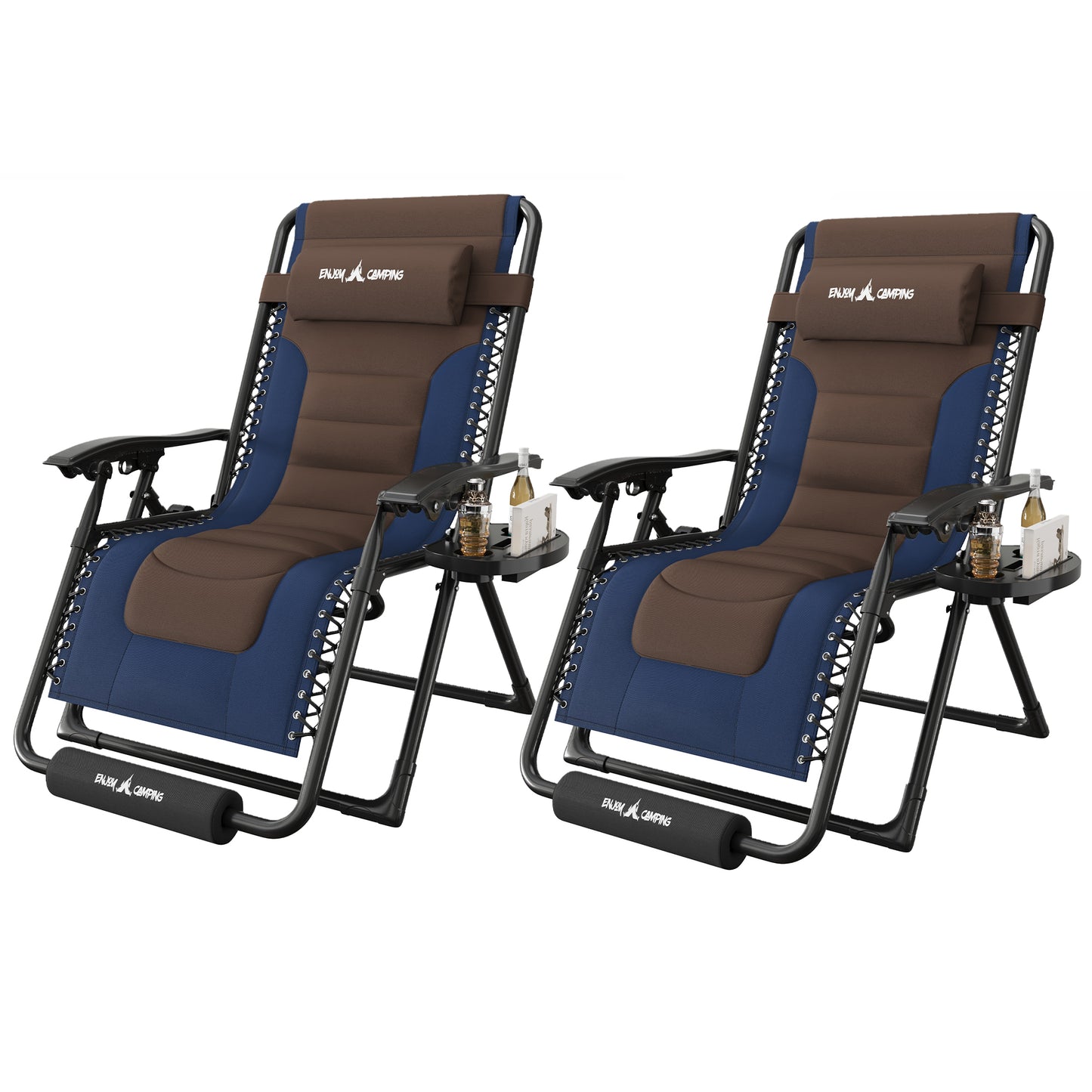 Amopatio Zero Gravity Reclining Patio Chairs Set of 2,XL Foldable Lounge Chair with Removable Cup Holder/Headrest/Footrest,500LBS Capacity, Portable for Outdoor Patio Pool Backyard