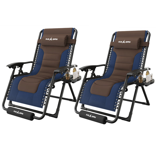 Amopatio Zero Gravity Reclining Patio Chairs Set of 2,XL Foldable Lounge Chair with Removable Cup Holder/Headrest/Footrest,500LBS Capacity, Portable for Outdoor Patio Pool Backyard