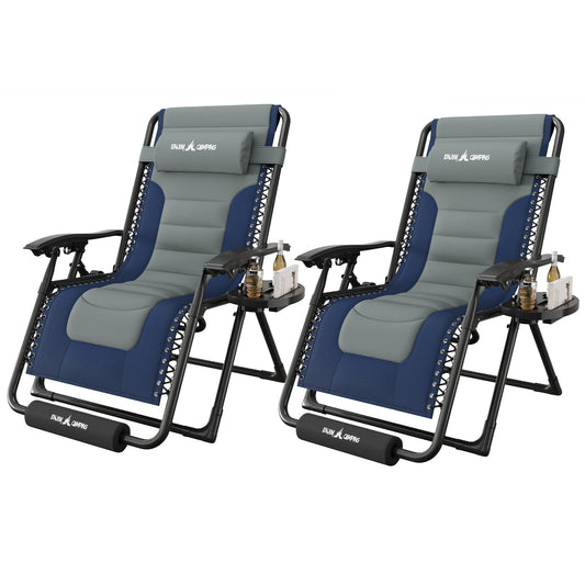 Amopatio Zero Gravity Reclining Patio Chairs Set of 2,XL Foldable Lounge Chair with Removable Cup Holder/Headrest/Footrest,500LBS Capacity, Portable for Outdoor Patio Pool Backyard
