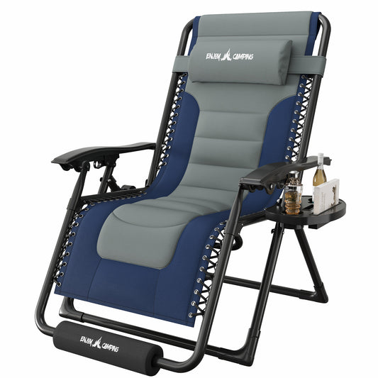 Amopatio Zero Gravity Reclining Patio Chair,XL Foldable Lounge Chair with Removable Cup Holder/Headrest/Footrest,500LBS Capacity, Portable for Outdoor Patio Pool Backyard