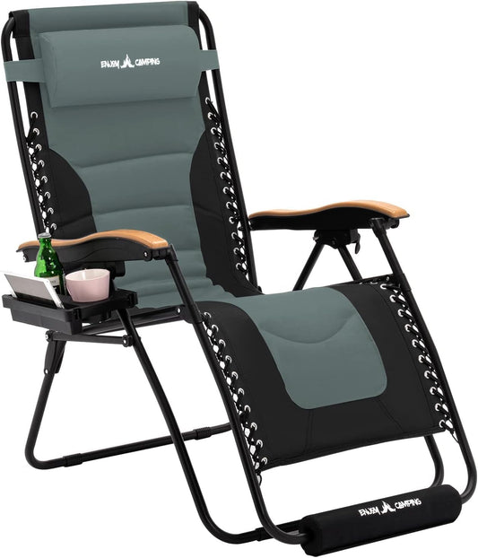 Zero Gravity Chair with Cup Holder Patio Outdoor Folding Lounge Chairs with Footrest & Headrest for Indoor and Outdoor, Support 400LBS