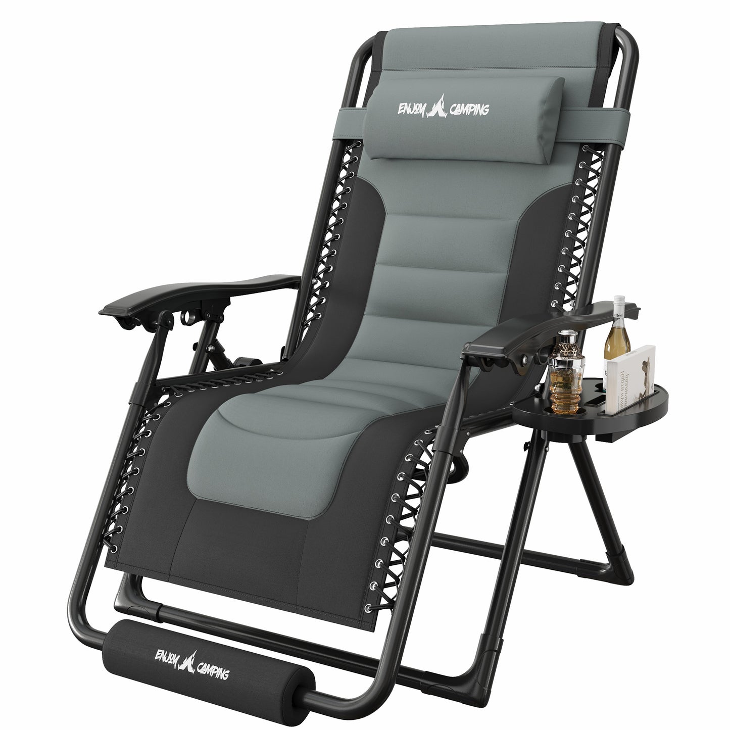 Amopatio Zero Gravity Reclining Patio Chair,XL Foldable Lounge Chair with Removable Cup Holder/Headrest/Footrest,500LBS Capacity, Portable for Outdoor Patio Pool Backyard