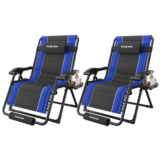 Amopatio Zero Gravity Reclining Patio Chairs Set of 2,XXL Foldable Lounge Chair with Removable Cup Holder/Headrest/Footrest,500LBS Capacity, Portable for Outdoor Patio Pool Backyard