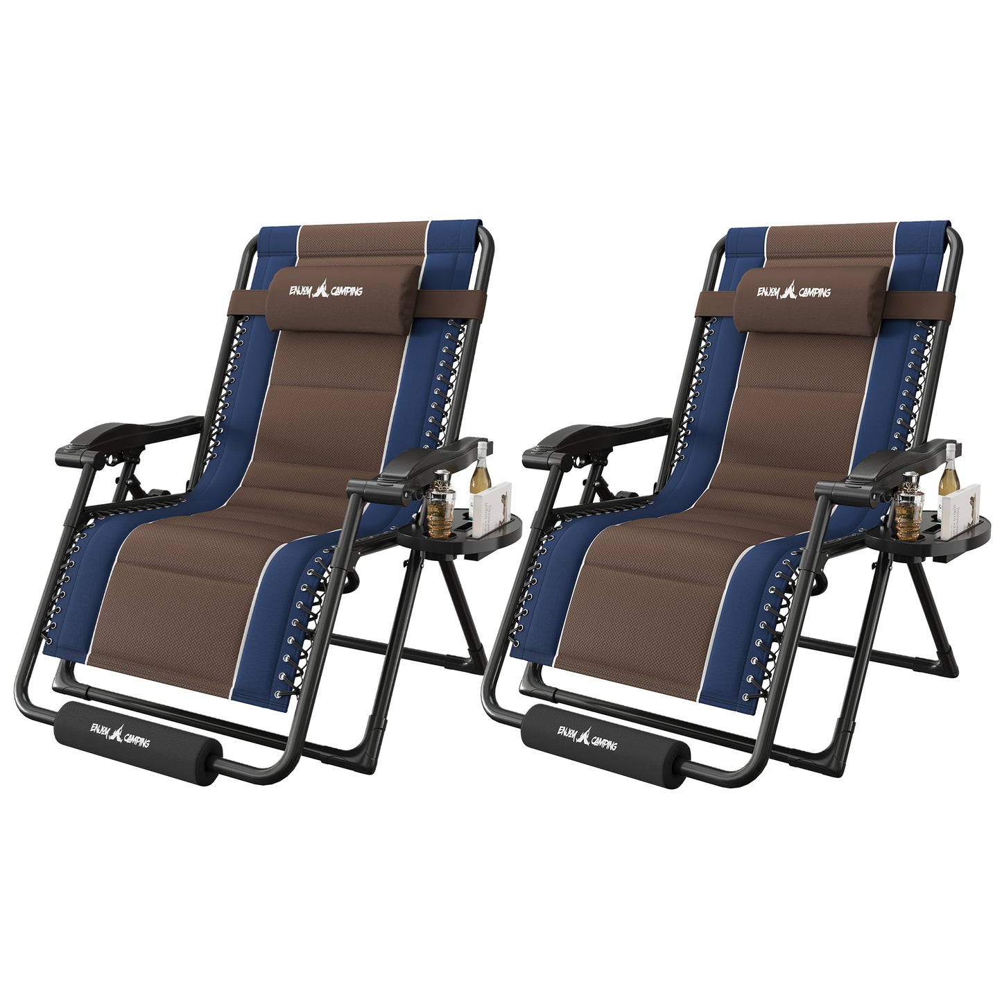 Amopatio Zero Gravity Reclining Patio Chairs Set of 2,XXL Foldable Lounge Chair with Removable Cup Holder/Headrest/Footrest,500LBS Capacity, Portable for Outdoor Patio Pool Backyard