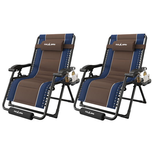 Amopatio Zero Gravity Reclining Patio Chairs Set of 2,XXL Foldable Lounge Chair with Removable Cup Holder/Headrest/Footrest,500LBS Capacity, Portable for Outdoor Patio Pool Backyard