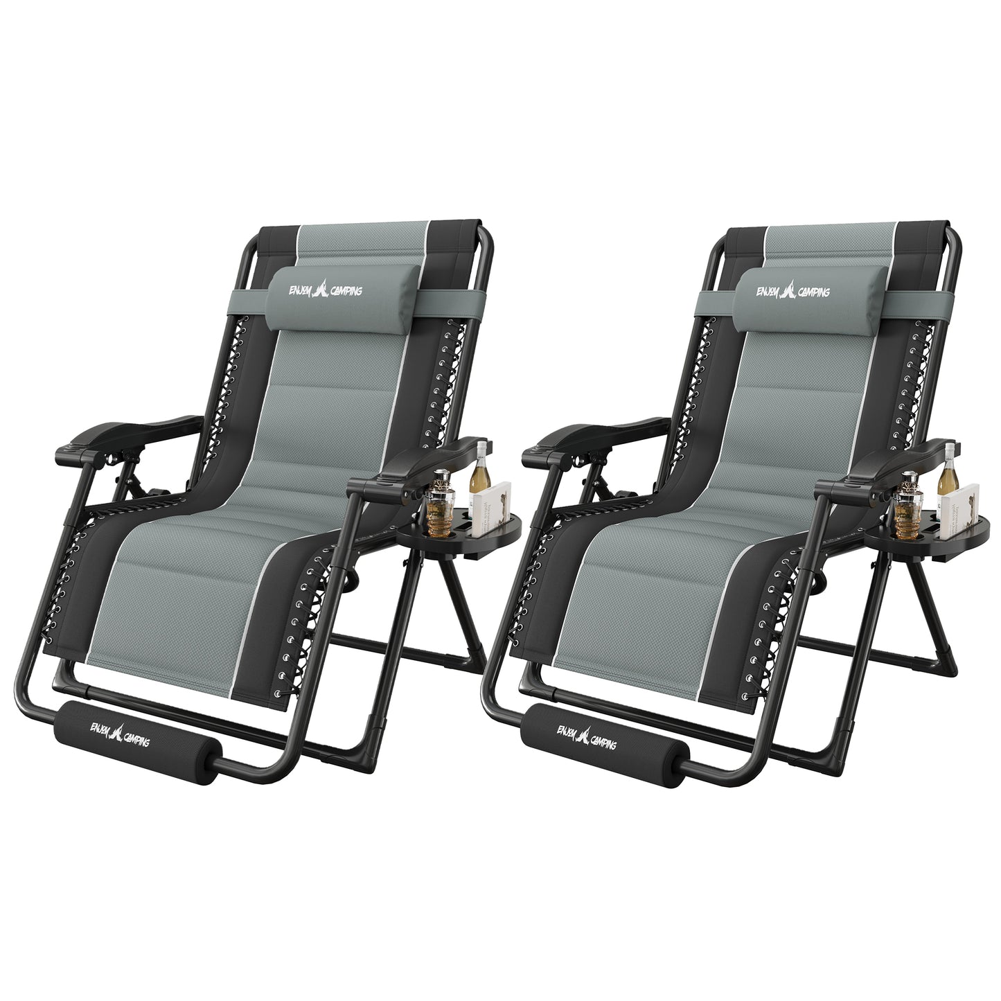 Amopatio Zero Gravity Reclining Patio Chairs Set of 2,XXL Foldable Lounge Chair with Removable Cup Holder/Headrest/Footrest,500LBS Capacity, Portable for Outdoor Patio Pool Backyard