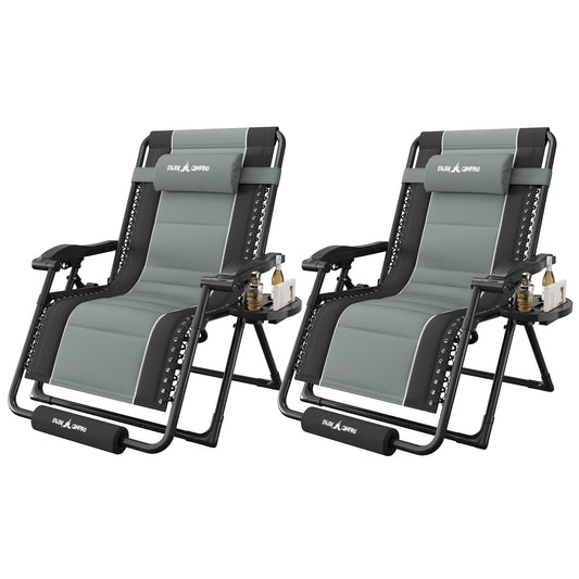 Amopatio Zero Gravity Reclining Patio Chairs Set of 2,XXL Foldable Lounge Chair with Removable Cup Holder/Headrest/Footrest,500LBS Capacity, Portable for Outdoor Patio Pool Backyard