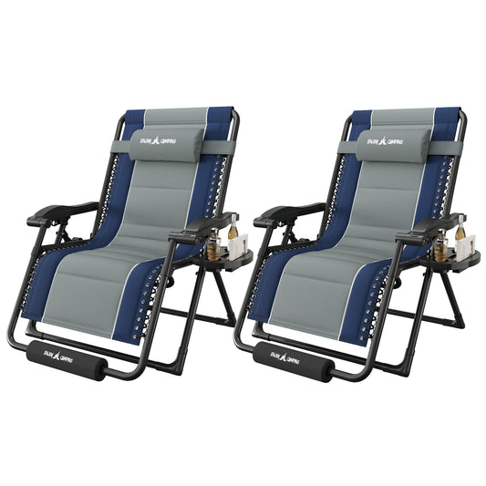 Amopatio Zero Gravity Reclining Patio Chairs Set of 2,XXL Foldable Lounge Chair with Removable Cup Holder/Headrest/Footrest,500LBS Capacity, Portable for Outdoor Patio Pool Backyard