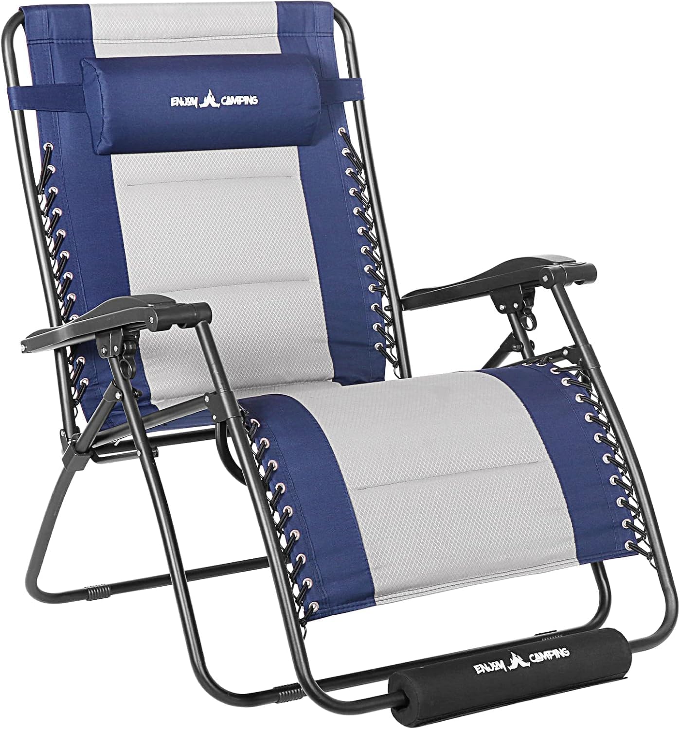 Amopatio Padded Oversized Zero Gravity Chair with Cup Holder, 33" Wide Folding Camping Reclining Lounge Chair with Headrest/Footrest/Cushion for Indoor and Outdoor, Support 500LBS, Off White