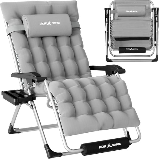 Amopatio Zero Gravity Chair, XL Outdoor Lounge Chairs with Cushion for Camping, Folding Reclining Patio Chairs for Outside Deck, Yard, Porch, Pool