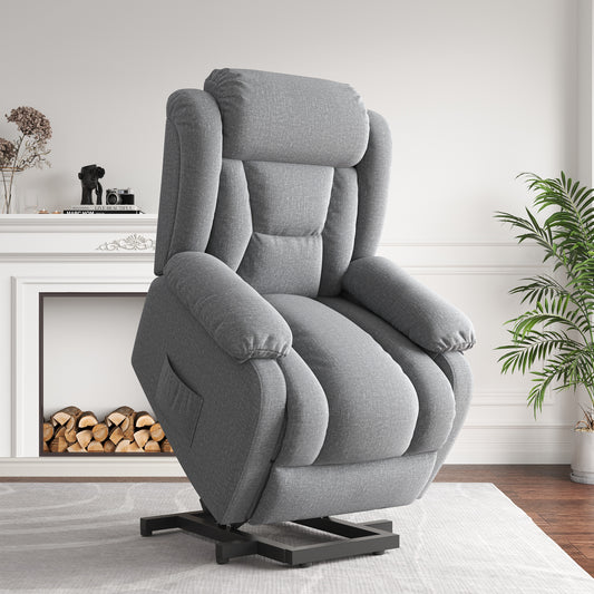 Lift Recliner for Elderly Upgraded Reclining Chairs Indoor Lounge Chairs Single Sofa with Side Pockets and Remote Control for Living Room Bedroom(Grey)